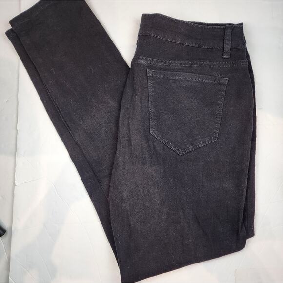 New Black High Rise Stretch Jeans Distressed Skinny Ripped Size L - Picture 5 of 8